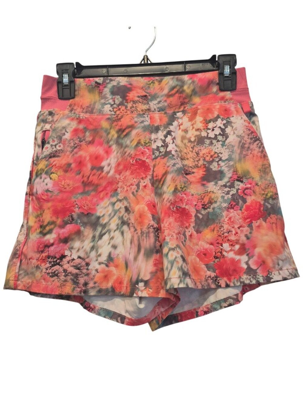 Athleta Brooklyn Printed Floral Shorts Pink Pockets Elastic Waistband Womens 2